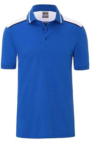 James & Nicholson Herren Workwear Polo Kontrast - Hochwertiges Poloshirt mit zahlreichen Akzenten aus Baumwolle und Polyester | Farbe: royal/white | Grösse: L