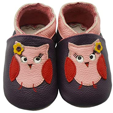 SAYOYO Eule WeichesLeder Lauflernschuhe Krabbelschuhe Babyschuhe 21/22 (12-18) L Monate,Violett