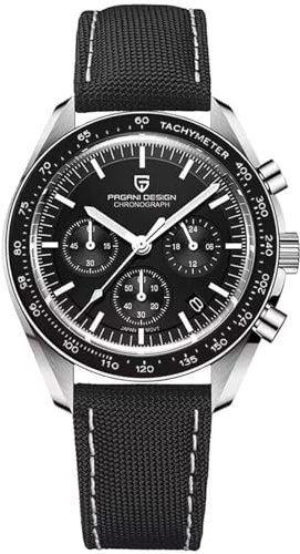 Pagani Design 1701 Reloj para Hombre, Reloj de Cuarzo para Hombre, Calibre japonés VK63, Sumergible hasta 100M, Brazalete de Acero Inoxidable, Cristal de Zafiro, Cronógrafo.
