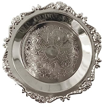 Palace Style Coaster Retro Mug Insulation Pad Stainless Steel Tea Tray Coaster Silver Coaster-10cm