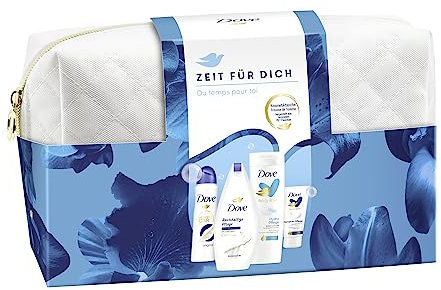 Dove Geschenkset Zeit für Dich mit Pflegedusche, Deodorant, Body Lotion und Handcreme mit Kosmetiktasche 250 ml + 150 ml + 400 ml + 75 ml