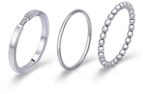 Joacii Edelstahl Stapelbare Ringe für Frauen Edelstahl Zehenringe Herren Ringe Set Comfort Fit Größe 10