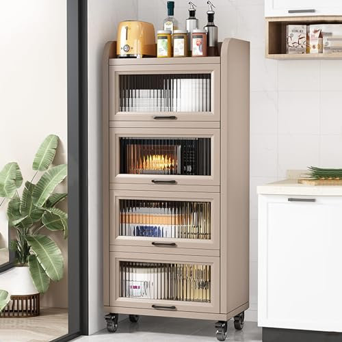 Estantería De Cocina Multiuso,Cocina Armario Madera,Estante para Microondas Soporte para Horno Con Puerta Abatible,Estantería De Almacenamiento Cocina con Ruedas,para Comedor, Sala De Estar ( Color :