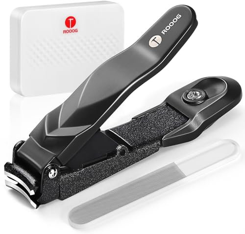 No Mess Nail Clippers with Catcher - Professional Heavy Duty Clippers for Men and Women, Ultra Sharp Fingernail & Toenail Clippers Set for Gifts, Travel, Home Use with Nail File (Anti-Splash Design)