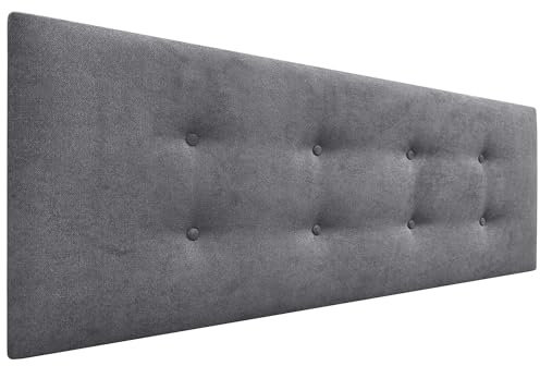 DHOME AQUALINE Pro Kopfteil aus Kunstleder oder Stoff, mit 2 Knopfreihen, gepolstertes Kopfteil, luxuriöses Bett (160 cm (Betten 150/160), aschgrauer Stoff