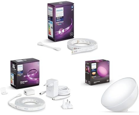 Philips Hue White & Color Ambiance Indoor LightStrips+ 2m base connectique + Go Lampe portable connectée Compatible Bluetooth, Compatible avec Alexa + Ambiance Indoor LightStrips+ 1m extension