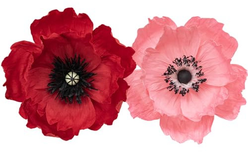 MEJOY Papierblumen-Dekorationen für Wand, Hochzeitsdekoration, Papierwandblumen, Wanddekoration, große Blumendekorationen für Wand, Raumdekoration, Brautparty, Babyparty (2, Rosa + Rot)