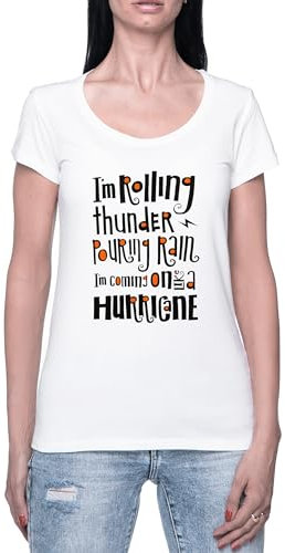 Hells Bells Damen T-Shirt Weißer Rundhals Leichtes Lässiges Kurzarm Women's White Crew Neck Casual Short Sleeves