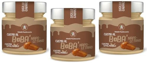 3er-Pack MADÒ PASTICCERIA Crema Spalmabile Babà Napoletano Handwerkliche Streichfähige Creme mit Neapolitanischer Babà Geschmack,200g Glas