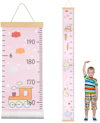 Aolso Kinder Messlatte, Größenmesser für Kinder, Massband Kinder, Baby-Wachstumstabelle, Wandbehang-Wachstumstabelle, Dekoration Kinderzimmer, Messlineal für Babys, Mädchen, Jungen (Kaninchen)