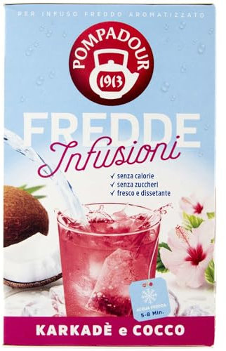 Pompadour Fredde Infusioni Karkade e Cocco, Confezione da 18