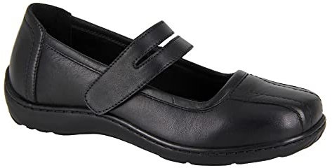 Mod Comfys Medina Leather Womens (Extra Wide) Black, 4 UK
