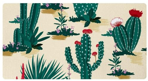 VAPOKF Tappeto da cucina con cactus e cactus, motivo floreale, antiscivolo, lavabile, assorbente, per cucina, corridoio, lavanderia