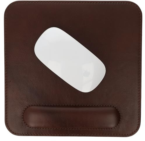 FLEXIBILITE®️Mousepad mit Handauflage I Echt Leder I rutschfest Computer Mauspad 2024 (Braun) Ergonomisches Mousepad mit Handgelenkauflage