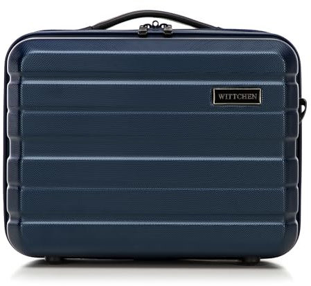 WITTCHEN Valise cosmétique Trousse de Toilette Valise de Voyage Bagage à Main Bagage Cabine en ABS Trousse de Toilette Sac à cosmétiques Femme COMODO Line Bleu Marine