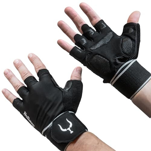 Bullstep - Pro Fitness Handschuhe Herren und Damen mit Handgelenkbandage | Gym Handschuhe für Kraftsport | Crossfit Grips | Sporthandschuhe Fitnessstudio Training Bodybuilding