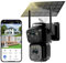 BEENOCAM 2K Solar Security Cameras Wireless Outdoor, Dual Lens 360°PTZ Solar Cameras for Home Security with Color Night Vision, PIR Human Detection, Auto Tracking, Spotlight/Siren Alarm, 2.4Ghz, IP66