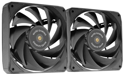 Mars Gaming MF-NCLX2, Kit 2X Ventilateurs Ultra-Silencieux 120mm, Design Pales Hybrides, Ventilateurs 2en1 avec Roulement FDB Cuivre Hyper-Équilibré, Système Connexion PWM, Pads Anti-Vibration, Noir