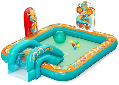 Bestway Aire de Jeux et Piscine Gonflable pour Enfants Retro Groove - 193 cm x 152 cm x 74 cm - Multicolore