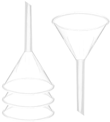 PATIKIL 3 Inch Entonnoir En Plastique Transparent, 4 Pcs Entonnoir Polyvalent À Large Ouverture Avec Long Bec Pour Remplir Bouteille D'eau Liquide Laboratoire Épices Poudre Huile