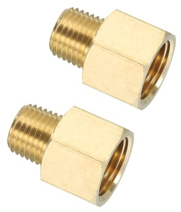 PATIKIL 2 Pack Brass Pipe Fitting Hex Bushing, 3/8 NPT Female to 1/4 NPT Male Reducer Adapter Pipe Extension Fittings for Tub Spout Shower, Golden