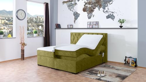 Boxspringbett Loki 240x220, DS-Apfelgrün, 7-Zohnen Taschenfederkernmatratze, Ergoflex - Inklusive Aufbau - Deutscher Hersteller