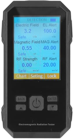 EMF-Messgerät, Wiederaufladbar, Fortschrittliches GQ-Messgerät 3-in-1 mit 5G-Erkennung, Datenlogger, Spektrumanalysator für Zuhause, Büro, Fabrik (Black)