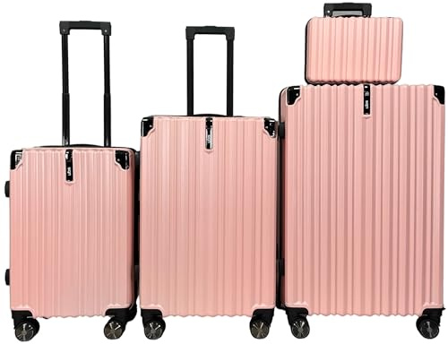 SIGN Valise rigide à roulettes ABS avec serrure à combinaison - Sac léger à 4 doubles roues (ensemble de tailles moyenne et grande pour bagage à main), rose bonbon, 3er Set