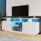 Aurofurz TV-Schrank - 160cm Länge,Verstellbare Glasablage,70 Zoll Platz, Einstellbares 16-Farbiger RGB-LED-Lichtsystem,Lowboard Hochglanz Fernsehtisch TV-Regal für Wohnzimmer und Schlafzimmer