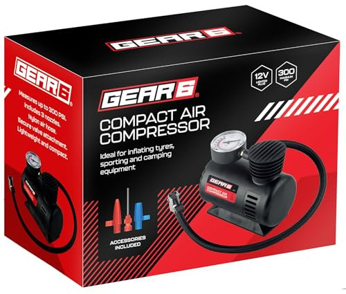 Gonfleur de pneu de voiture 12 V, mini compresseur d'air compact pour pneus de voiture, compresseur d'air portable, gonfleur de cordon avec manomètre 300 psi