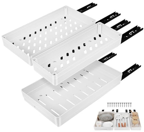 Cabilock 3Pcs Kitchen Pull Out Cabinet Organizer, 3 Width Sizes Slide Pantry Pull Out Drawers Shelves, Kitchen Organiser Storage Racks For Bathroom Essentials