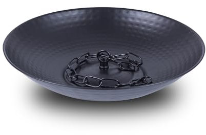 Topadorn Rain Chain Basin, Anchoring Basin for Rain Chain, Metal Bowl for Rain Chain Downspout Gutters, Rain Basin for Outdoor Garden, Lawn & Patio Water Feature, 11 Inches Diameter, Black