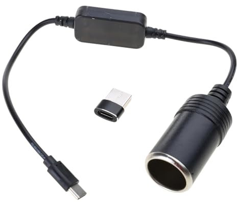 USB Type C 5V to 12V Car Socket Adapter Cord Boost Cable Boost Cable with USB Connector for Vehicle Electronics