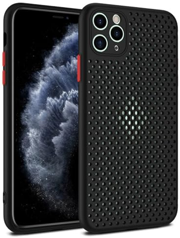 SSASMEU Breathable Cooling Soft Silicone Case For iPhone 14 13 12 11 Pro XS Max Mini X XR 6S 8 7 Plus Ultra-thin Heat Dissipation Cover,Black,For iphone 15