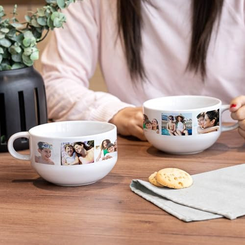 Wanapix | Personalised Breakfast Bowl with Handle | Ceramic Breakfast Bowl | Microwave and Dishwasher Safe | 100% Personalised