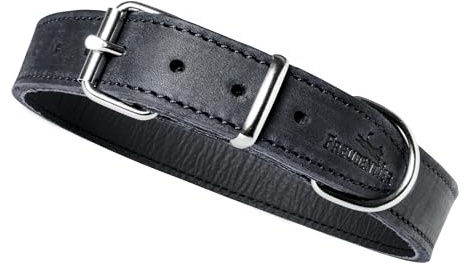 FREUDENTIER Hundehalsband Leder - Weiches Fettleder - Handmade in EU | Lederhalsband für kleine, mittelgroße & große Hunde - geschmeidig ab Tag eins - aus LWG Gold zertifizierten Gerbereien
