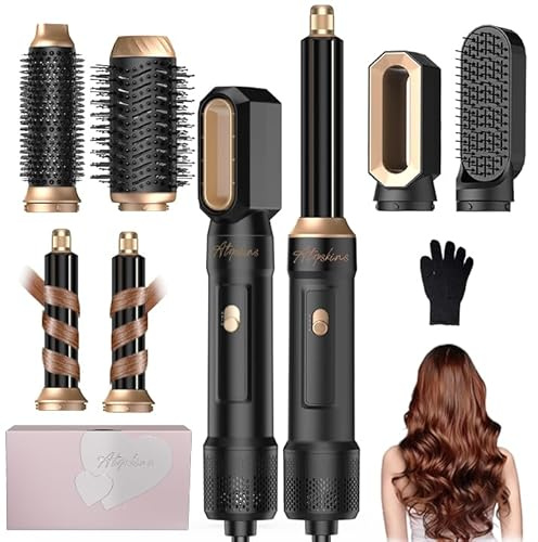Pro Haarstyler Hairstyler 6 In 1 Airstyler 6 In 1 Air Styler Set, Air brush Ionen Föhnbürste mit 30mm Warmluft-Lockenstab| 1000W Haartrockner für Volumen, Trocknen, Glätten, Locken, Geschenkset