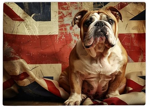 Shopagift Union Jack British Bulldog Glass Chopping Board Large Kitchen Worktop Saver 39cm x 28cm