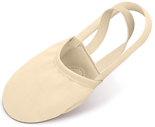 DiULi Half Sole Dance Shoes for Women Girls, Canvas Leather Sole | Stretch Canvas Upper, Flexible Leather Sole, Non-Slip Design, Ideal Half Sole Dance Shoes for Ballet, Jazz for Women Girls