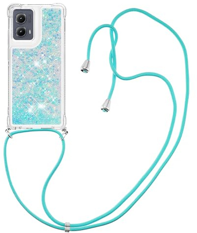 VQWQ Silikon Hülle für iPod Touch 7 Umhängeriemen Stoßfest Blue- | 1.5M Kordel zum Umhängen Handykette Hülle mit Fluss Sand TPU Case Silikon Schutzhülle mit Schnur für Damen [YB]