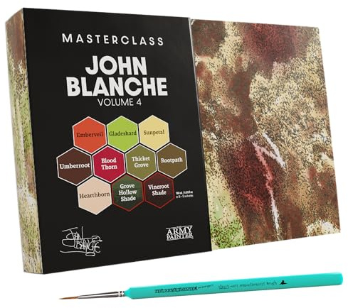 The Army Painter, Masterclass John Blanche Volume 4 Set Combo, 8 x 18 ml | Warpaint Fanatic, 2 lavages, 1 pinceau Dipit et 1 impression d'art, pour jeux de guerre miniatures