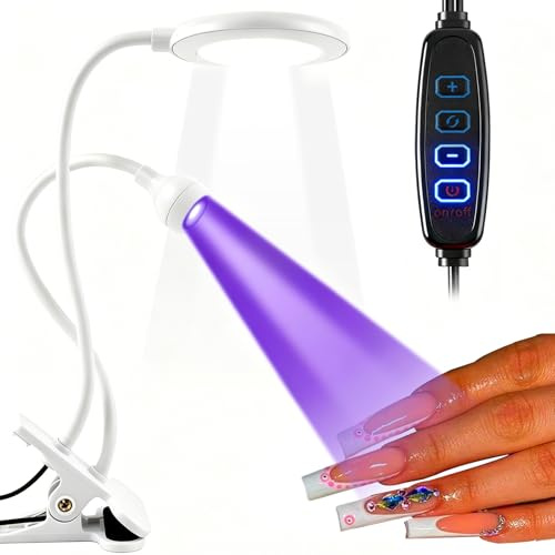 YINGJEE UV Nail Lamp, Nail Dryer LED Glue Curing Lamp Double-Headed Nail Lamp UV Flash Cure Light Professional Led Nail Tech Lamp for Gel Nails Drying Light for Curable Press On Nails（White）