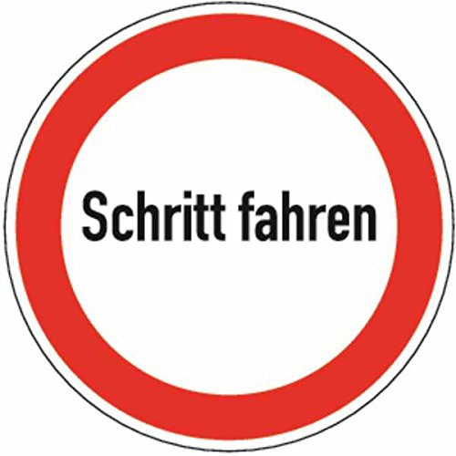 Schild Schritt fahren - 300x0.45 mm Aluminium geprägt