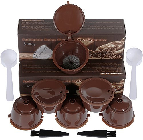 Lictin - Capsule per filtri di caffè, ricaricabili e riutilizzabili, per caffettiera Dolce Gusto, per più di 150 usi, 3 confezioni 6 pack Marron