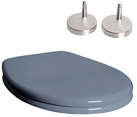 Asiento de inodoro con tapa y cierre en gris ,tapa del inodoro Ink. Acero inoxidable bisagras descenso automático Jet-Line