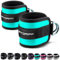 FITGRIFF® Fußschlaufen V1 (gepolstert) - für Fitness Training am Kabelzug - (2 Stück) Ankle Straps für Frauen und Männer (Cyan)