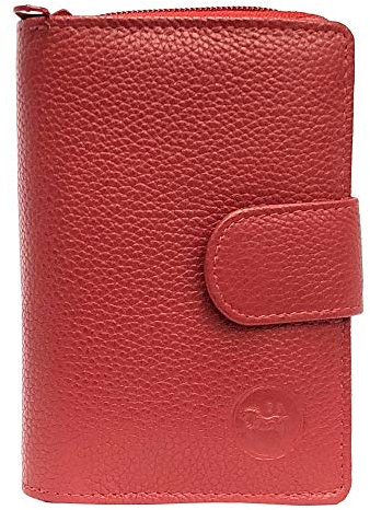 LOLUNA® Porte-Monnaie Cuir Fermeture hermétique - Portefeuille - Compagnon - spacieux et Fonctionnel pour Ranger 9 Cartes - Billet - identité - permis - Idée Cadeau pour Femme - Rouge