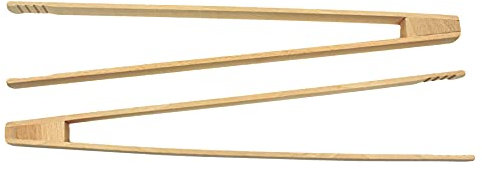 2er Set Grillzange BBQ Zange Buche 30cm Grilltool Pfannenzange Küchenzange Servierzange Grillwender Holzzange Barbecue Grill Universalzange Kochzange Candybar Küchentool Grillspaß (2)