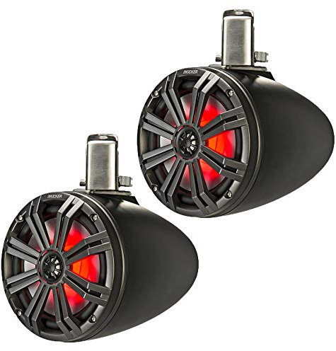 Kicker Marine Speaker Tower Set - 8 inch for Boat/Tower/Wakeboarding - Black