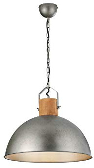 Große Retro Pendelleuchte mit Metall Lampenschirm in Silber antik Ø 45cm